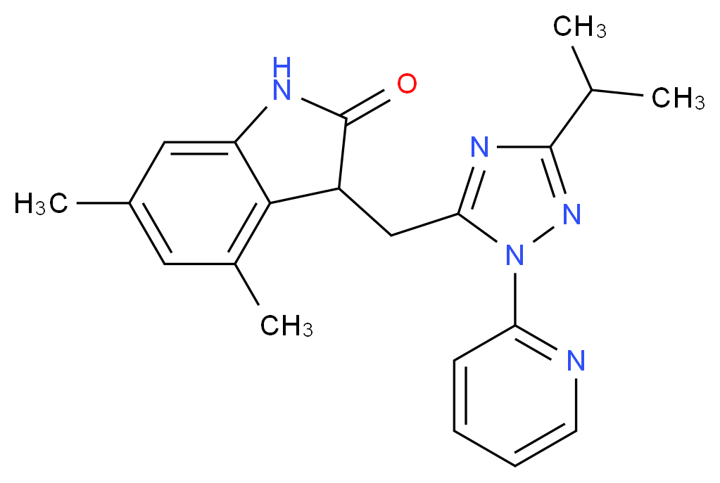 3-[(3-isopropyl-1-pyridin-2-yl-1H-1,2,4-triazol-5-yl)methyl]-4,6-dimethyl-1,3-dihydro-2H-indol-2-one_Molecular_structure_CAS_)