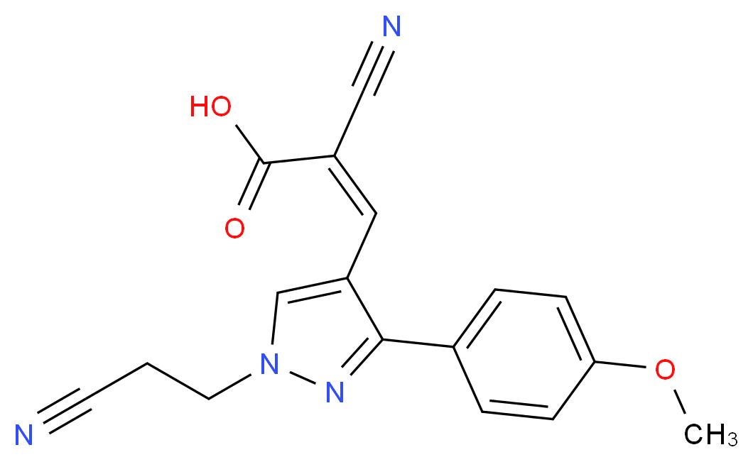 (2Z)-2-cyano-3-[1-(2-cyanoethyl)-3-(4-methoxyphenyl)-1H-pyrazol-4-yl]acrylic acid_Molecular_structure_CAS_)