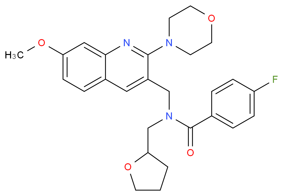 4-fluoro-N-{[7-methoxy-2-(4-morpholinyl)-3-quinolinyl]methyl}-N-(tetrahydro-2-furanylmethyl)benzamide_Molecular_structure_CAS_)