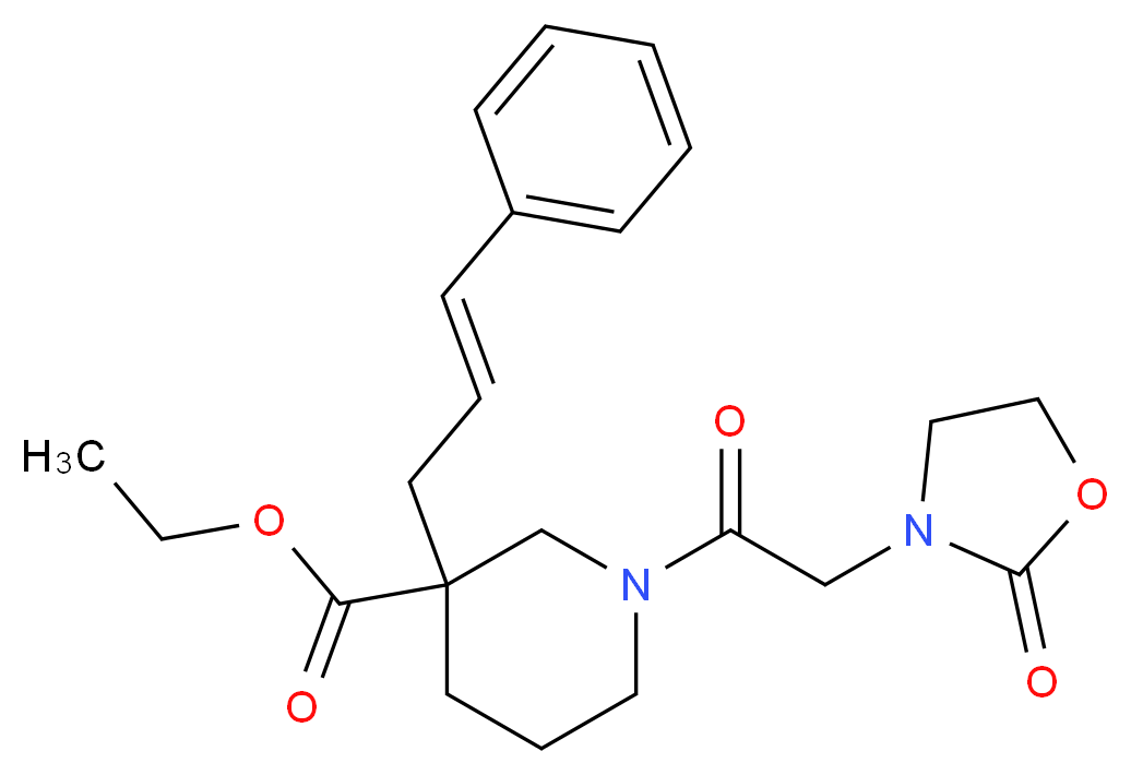 ethyl 1-[(2-oxo-1,3-oxazolidin-3-yl)acetyl]-3-[(2E)-3-phenyl-2-propen-1-yl]-3-piperidinecarboxylate_Molecular_structure_CAS_)