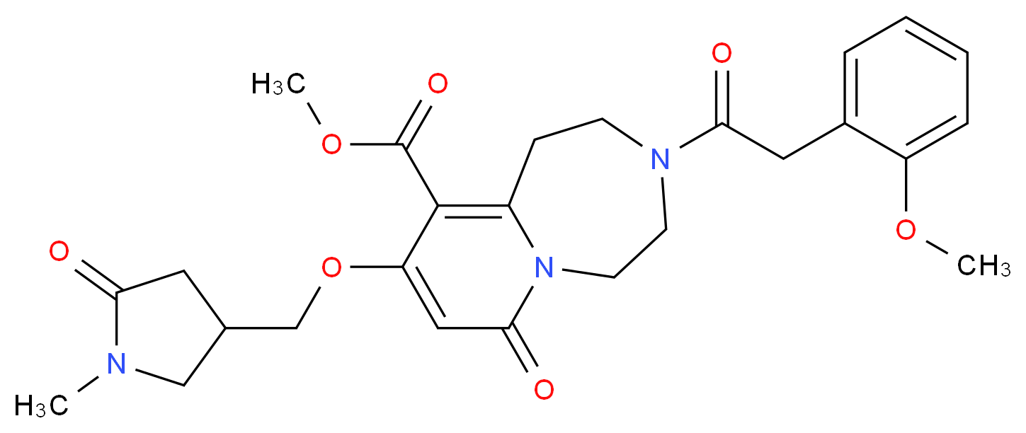 methyl 3-[(2-methoxyphenyl)acetyl]-9-[(1-methyl-5-oxo-3-pyrrolidinyl)methoxy]-7-oxo-1,2,3,4,5,7-hexahydropyrido[1,2-d][1,4]diazepine-10-carboxylate_Molecular_structure_CAS_)