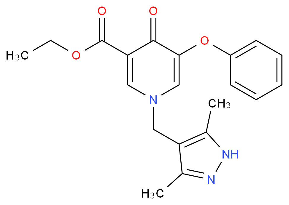 ethyl 1-[(3,5-dimethyl-1H-pyrazol-4-yl)methyl]-4-oxo-5-phenoxy-1,4-dihydropyridine-3-carboxylate_Molecular_structure_CAS_)