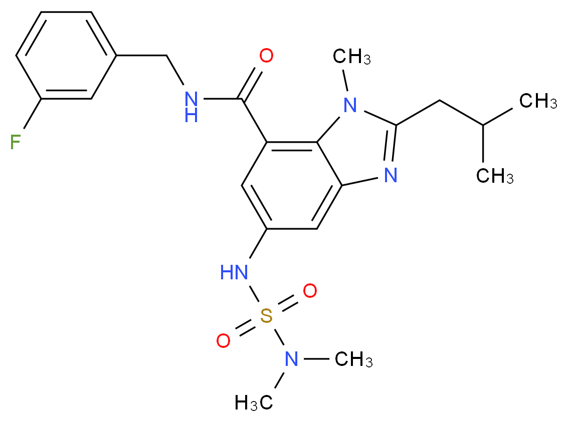 5-{[(dimethylamino)sulfonyl]amino}-N-(3-fluorobenzyl)-2-isobutyl-1-methyl-1H-benzimidazole-7-carboxamide_Molecular_structure_CAS_)