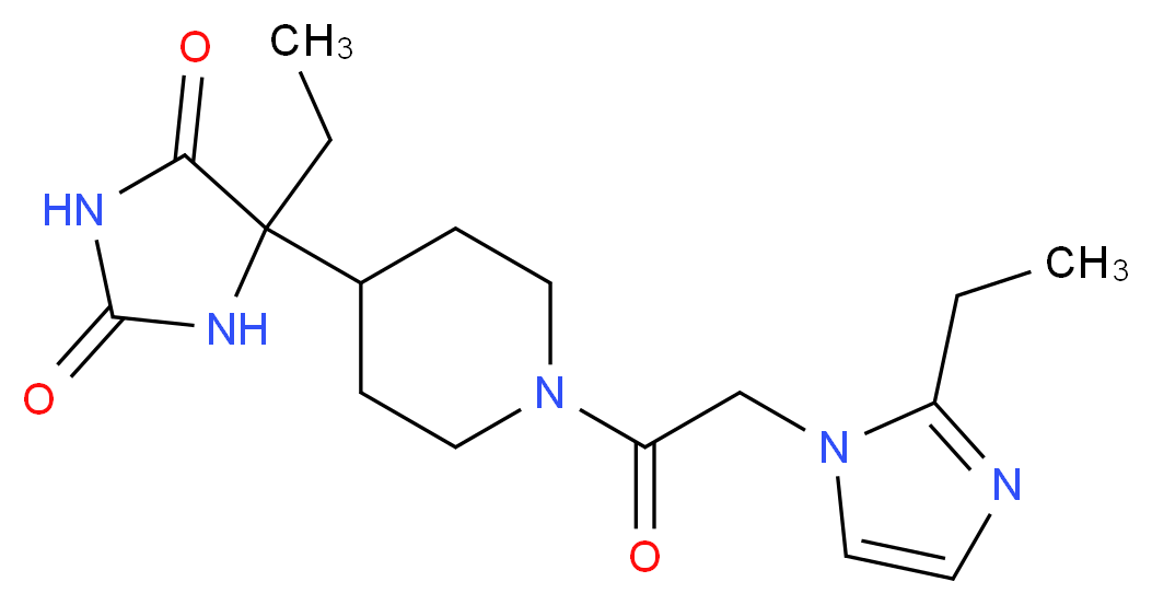 5-ethyl-5-{1-[(2-ethyl-1H-imidazol-1-yl)acetyl]piperidin-4-yl}imidazolidine-2,4-dione_Molecular_structure_CAS_)
