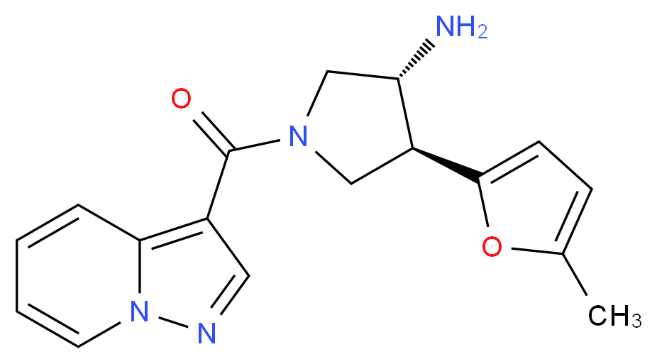 (3R*,4S*)-4-(5-methyl-2-furyl)-1-(pyrazolo[1,5-a]pyridin-3-ylcarbonyl)pyrrolidin-3-amine_Molecular_structure_CAS_)