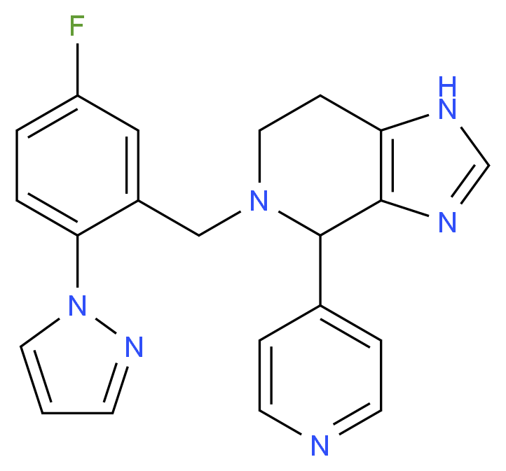 5-[5-fluoro-2-(1H-pyrazol-1-yl)benzyl]-4-pyridin-4-yl-4,5,6,7-tetrahydro-1H-imidazo[4,5-c]pyridine_Molecular_structure_CAS_)