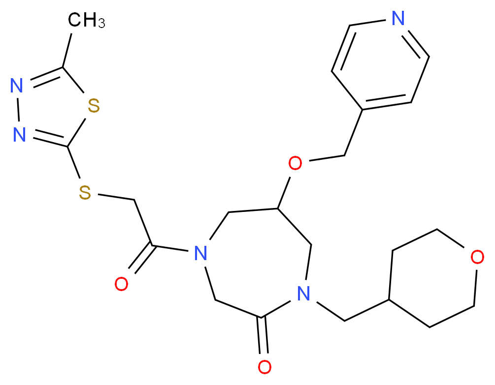 4-{[(5-methyl-1,3,4-thiadiazol-2-yl)thio]acetyl}-6-(4-pyridinylmethoxy)-1-(tetrahydro-2H-pyran-4-ylmethyl)-1,4-diazepan-2-one_Molecular_structure_CAS_)