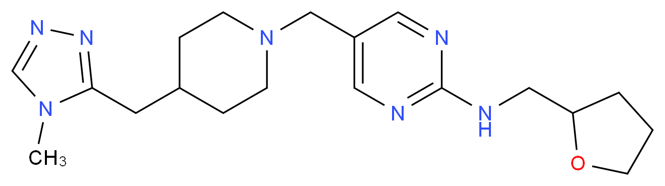 5-({4-[(4-methyl-4H-1,2,4-triazol-3-yl)methyl]piperidin-1-yl}methyl)-N-(tetrahydrofuran-2-ylmethyl)pyrimidin-2-amine_Molecular_structure_CAS_)