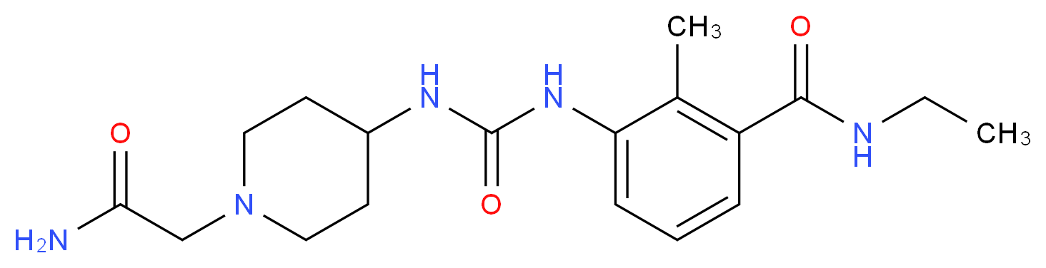 3-[({[1-(2-amino-2-oxoethyl)piperidin-4-yl]amino}carbonyl)amino]-N-ethyl-2-methylbenzamide_Molecular_structure_CAS_)