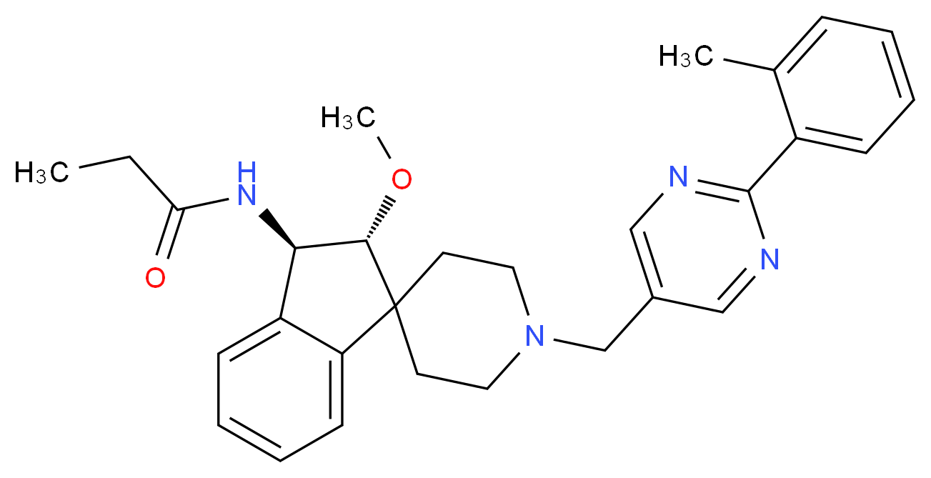 N-((2R*,3R*)-2-methoxy-1'-{[2-(2-methylphenyl)-5-pyrimidinyl]methyl}-2,3-dihydrospiro[indene-1,4'-piperidin]-3-yl)propanamide_Molecular_structure_CAS_)