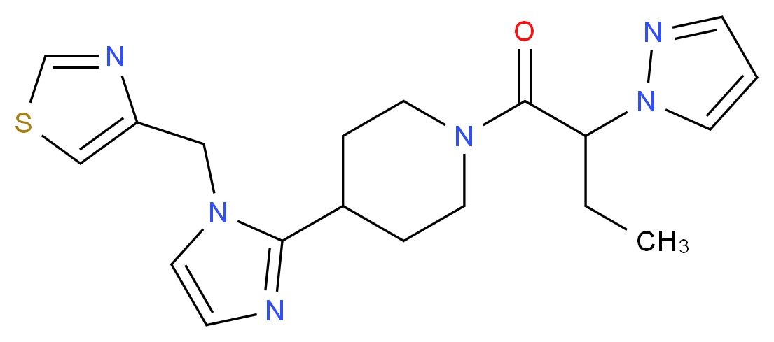 1-[2-(1H-pyrazol-1-yl)butanoyl]-4-[1-(1,3-thiazol-4-ylmethyl)-1H-imidazol-2-yl]piperidine_Molecular_structure_CAS_)