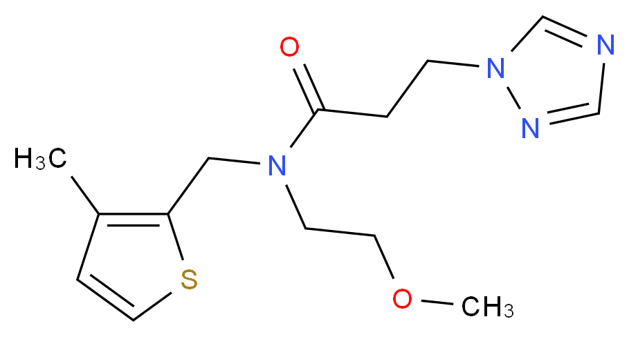 N-(2-methoxyethyl)-N-[(3-methyl-2-thienyl)methyl]-3-(1H-1,2,4-triazol-1-yl)propanamide_Molecular_structure_CAS_)