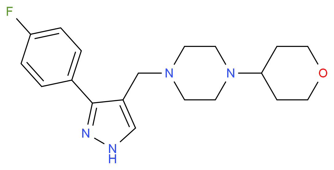 1-{[3-(4-fluorophenyl)-1H-pyrazol-4-yl]methyl}-4-(tetrahydro-2H-pyran-4-yl)piperazine_Molecular_structure_CAS_)