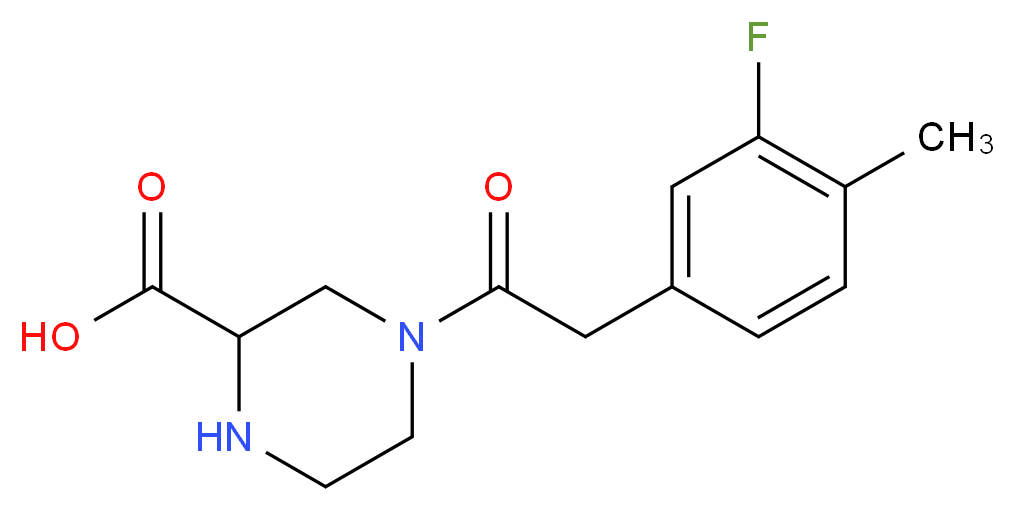 4-[(3-fluoro-4-methylphenyl)acetyl]piperazine-2-carboxylic acid_Molecular_structure_CAS_)