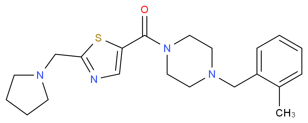 1-(2-methylbenzyl)-4-{[2-(1-pyrrolidinylmethyl)-1,3-thiazol-5-yl]carbonyl}piperazine_Molecular_structure_CAS_)