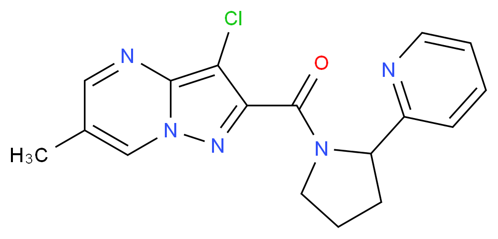 3-chloro-6-methyl-2-{[2-(2-pyridinyl)-1-pyrrolidinyl]carbonyl}pyrazolo[1,5-a]pyrimidine_Molecular_structure_CAS_)