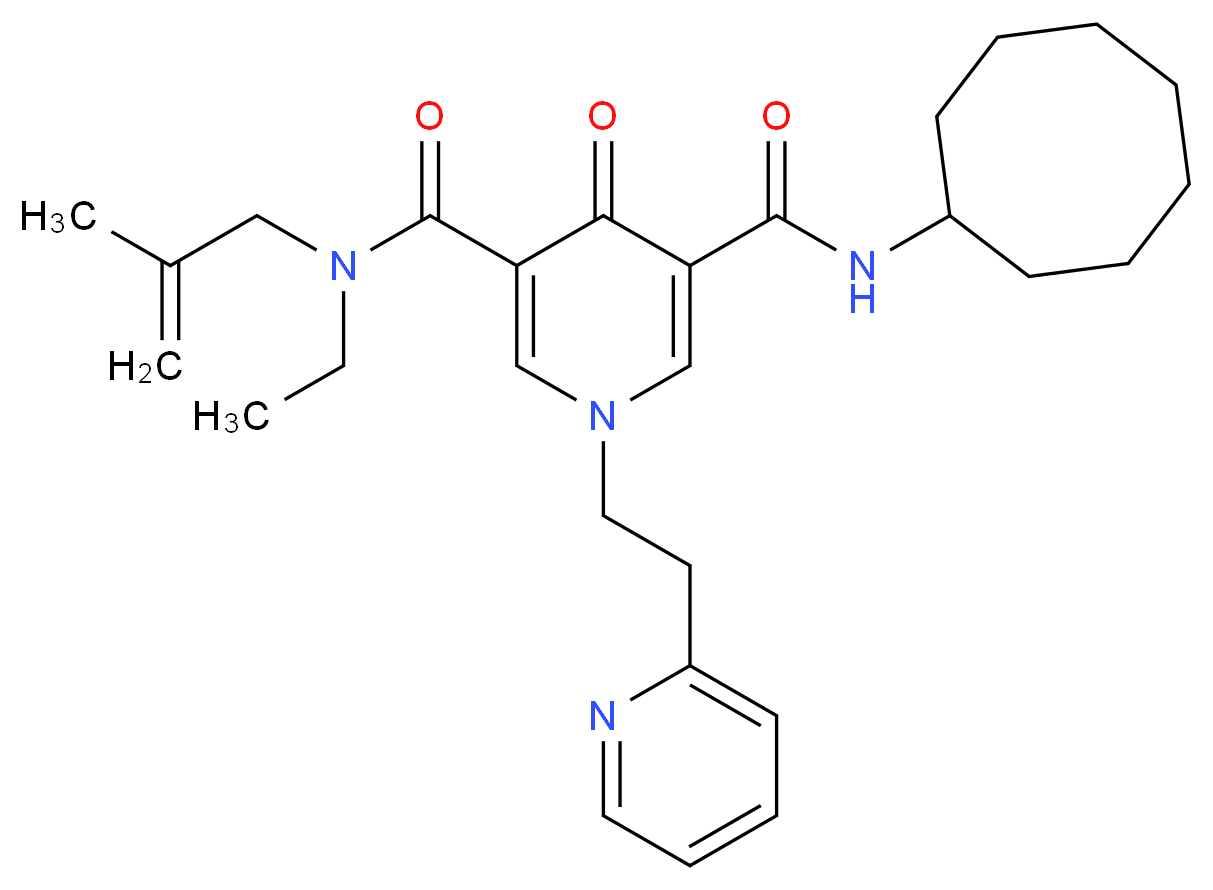 N'-cyclooctyl-N-ethyl-N-(2-methyl-2-propen-1-yl)-4-oxo-1-[2-(2-pyridinyl)ethyl]-1,4-dihydro-3,5-pyridinedicarboxamide_Molecular_structure_CAS_)