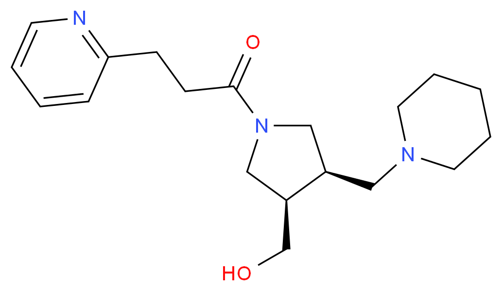 [(3R*,4R*)-4-(piperidin-1-ylmethyl)-1-(3-pyridin-2-ylpropanoyl)pyrrolidin-3-yl]methanol_Molecular_structure_CAS_)
