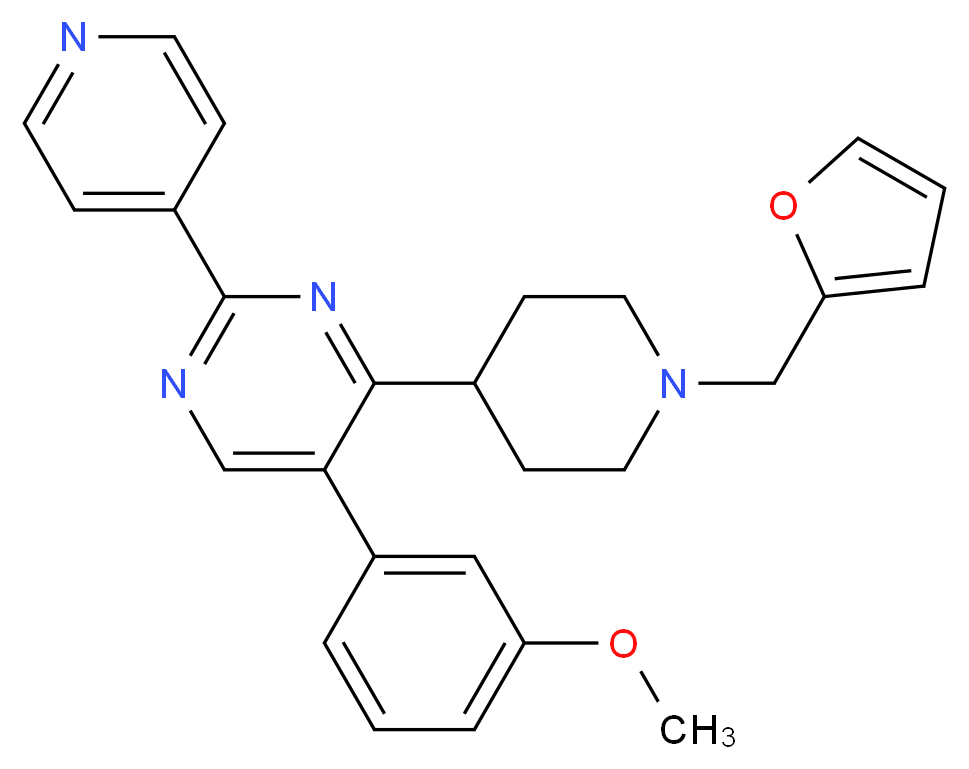 4-[1-(2-furylmethyl)-4-piperidinyl]-5-(3-methoxyphenyl)-2-(4-pyridinyl)pyrimidine_Molecular_structure_CAS_)