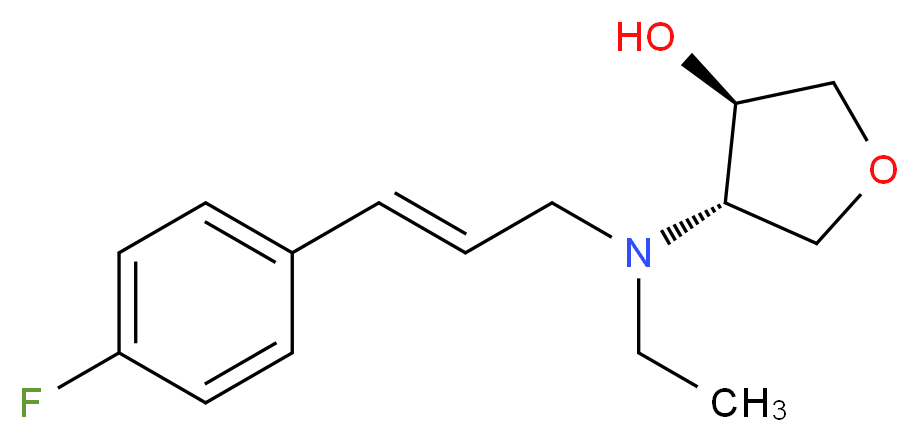 (3R*,4S*)-4-{ethyl[(2E)-3-(4-fluorophenyl)prop-2-en-1-yl]amino}tetrahydrofuran-3-ol_Molecular_structure_CAS_)