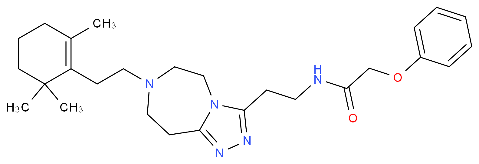 2-phenoxy-N-(2-{7-[2-(2,6,6-trimethyl-1-cyclohexen-1-yl)ethyl]-6,7,8,9-tetrahydro-5H-[1,2,4]triazolo[4,3-d][1,4]diazepin-3-yl}ethyl)acetamide_Molecular_structure_CAS_)