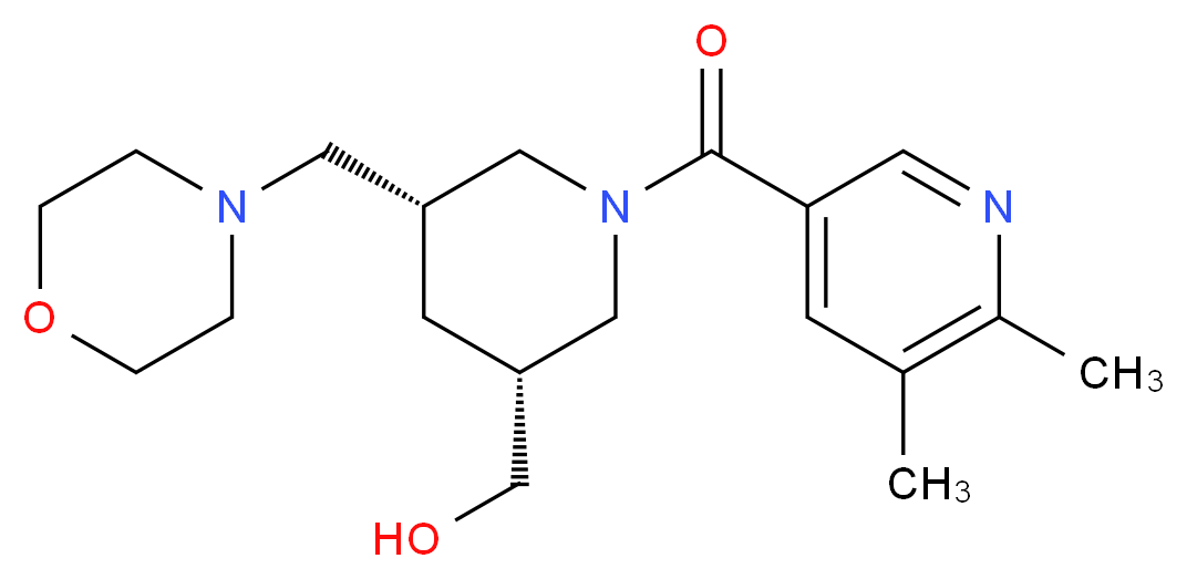 [(3R*,5R*)-1-[(5,6-dimethylpyridin-3-yl)carbonyl]-5-(morpholin-4-ylmethyl)piperidin-3-yl]methanol_Molecular_structure_CAS_)