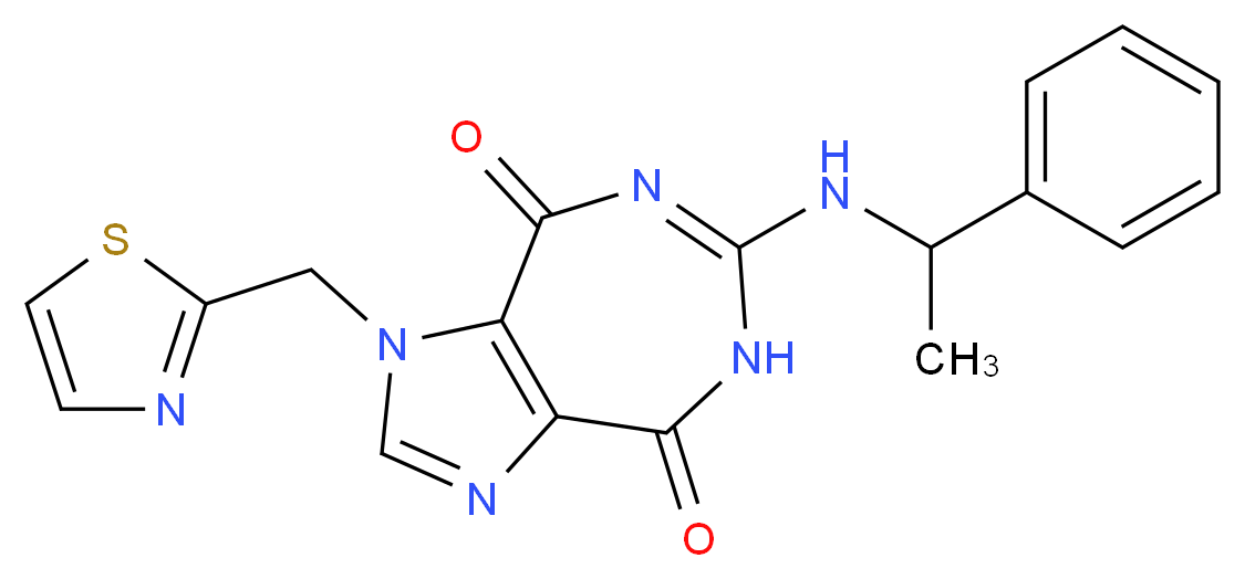 6-[(1-phenylethyl)amino]-1-(1,3-thiazol-2-ylmethyl)imidazo[4,5-e][1,3]diazepine-4,8(1H,5H)-dione_Molecular_structure_CAS_)