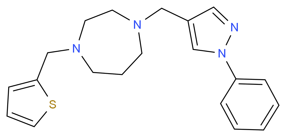 1-[(1-phenyl-1H-pyrazol-4-yl)methyl]-4-(2-thienylmethyl)-1,4-diazepane_Molecular_structure_CAS_)
