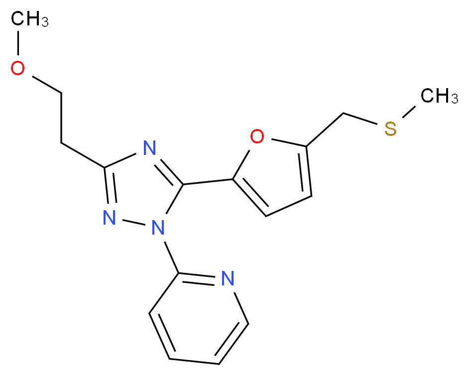 2-(3-(2-methoxyethyl)-5-{5-[(methylthio)methyl]-2-furyl}-1H-1,2,4-triazol-1-yl)pyridine_Molecular_structure_CAS_)