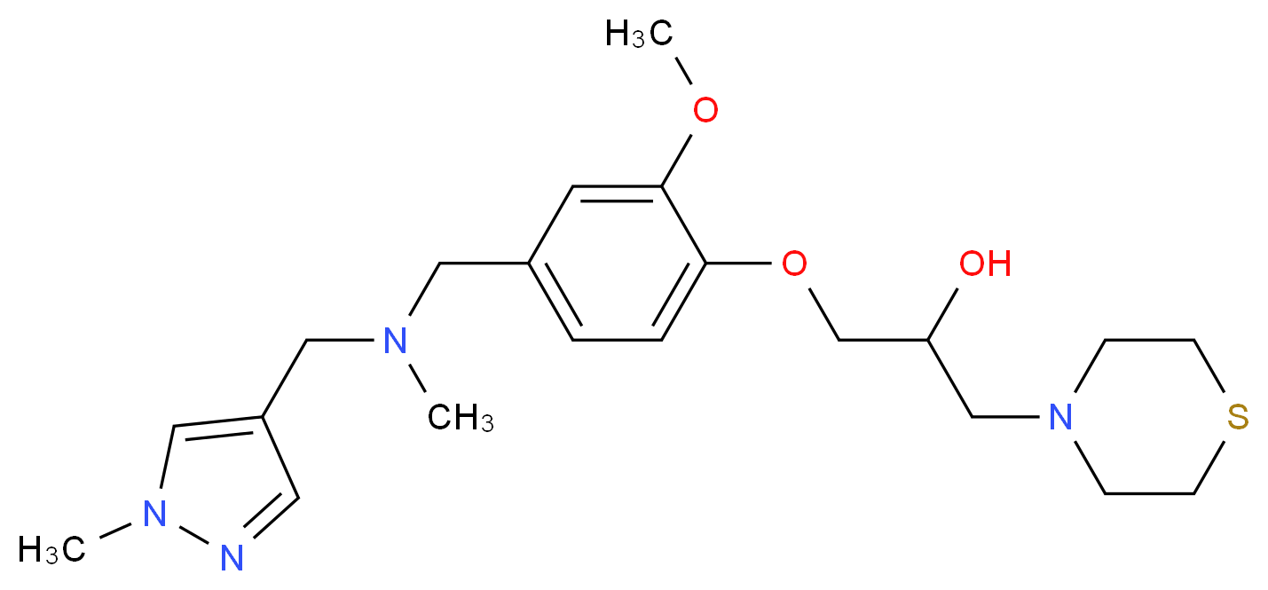 1-[2-methoxy-4-({methyl[(1-methyl-1H-pyrazol-4-yl)methyl]amino}methyl)phenoxy]-3-(4-thiomorpholinyl)-2-propanol_Molecular_structure_CAS_)