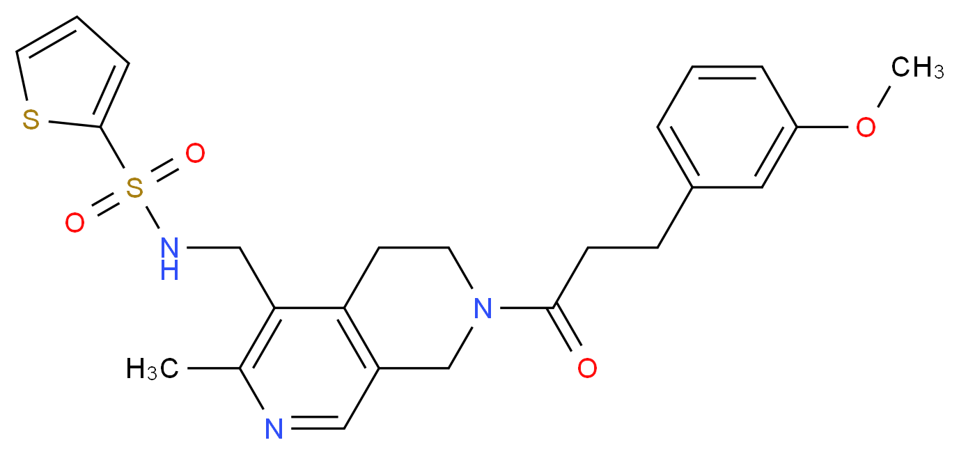 N-({7-[3-(3-methoxyphenyl)propanoyl]-3-methyl-5,6,7,8-tetrahydro-2,7-naphthyridin-4-yl}methyl)-2-thiophenesulfonamide_Molecular_structure_CAS_)