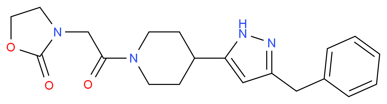 3-{2-[4-(3-benzyl-1H-pyrazol-5-yl)piperidin-1-yl]-2-oxoethyl}-1,3-oxazolidin-2-one_Molecular_structure_CAS_)