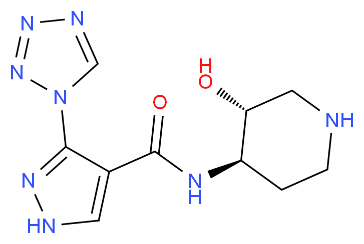 N-[(3R*,4R*)-3-hydroxypiperidin-4-yl]-3-(1H-tetrazol-1-yl)-1H-pyrazole-4-carboxamide_Molecular_structure_CAS_)