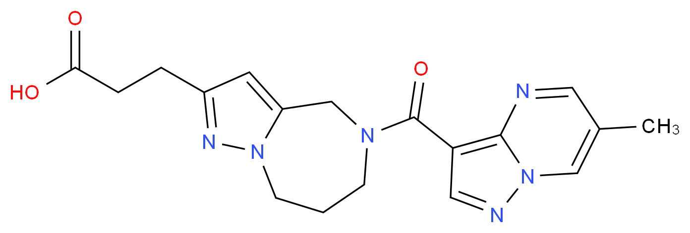 3-{5-[(6-methylpyrazolo[1,5-a]pyrimidin-3-yl)carbonyl]-5,6,7,8-tetrahydro-4H-pyrazolo[1,5-a][1,4]diazepin-2-yl}propanoic acid_Molecular_structure_CAS_)