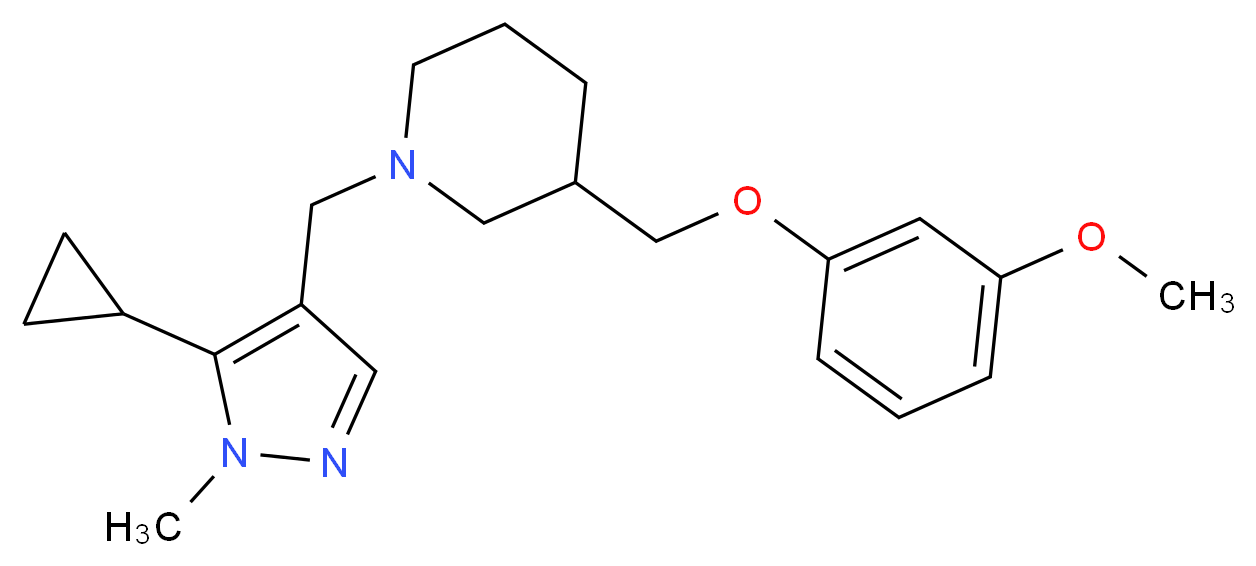 1-[(5-cyclopropyl-1-methyl-1H-pyrazol-4-yl)methyl]-3-[(3-methoxyphenoxy)methyl]piperidine_Molecular_structure_CAS_)