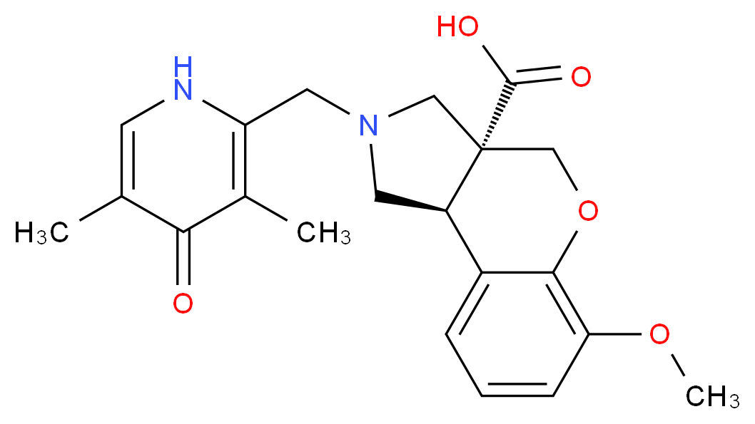 (3aR*,9bR*)-2-[(3,5-dimethyl-4-oxo-1,4-dihydropyridin-2-yl)methyl]-6-methoxy-1,2,3,9b-tetrahydrochromeno[3,4-c]pyrrole-3a(4H)-carboxylic acid_Molecular_structure_CAS_)