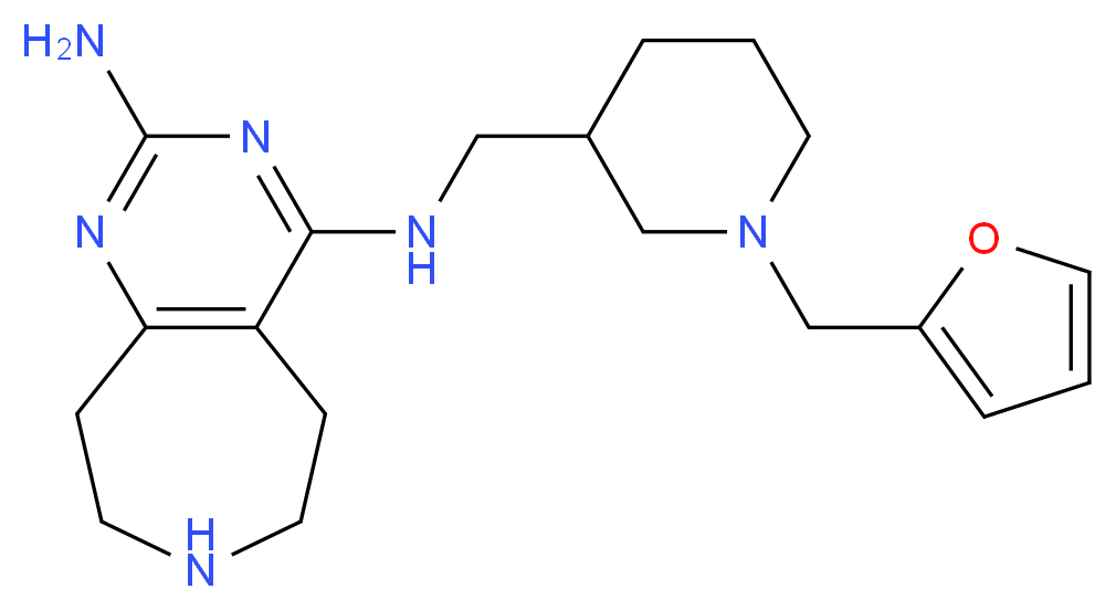 N~4~-{[1-(2-furylmethyl)piperidin-3-yl]methyl}-6,7,8,9-tetrahydro-5H-pyrimido[4,5-d]azepine-2,4-diamine_Molecular_structure_CAS_)