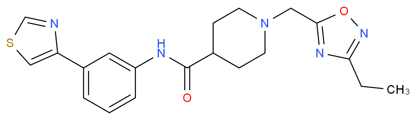 1-[(3-ethyl-1,2,4-oxadiazol-5-yl)methyl]-N-[3-(1,3-thiazol-4-yl)phenyl]piperidine-4-carboxamide_Molecular_structure_CAS_)