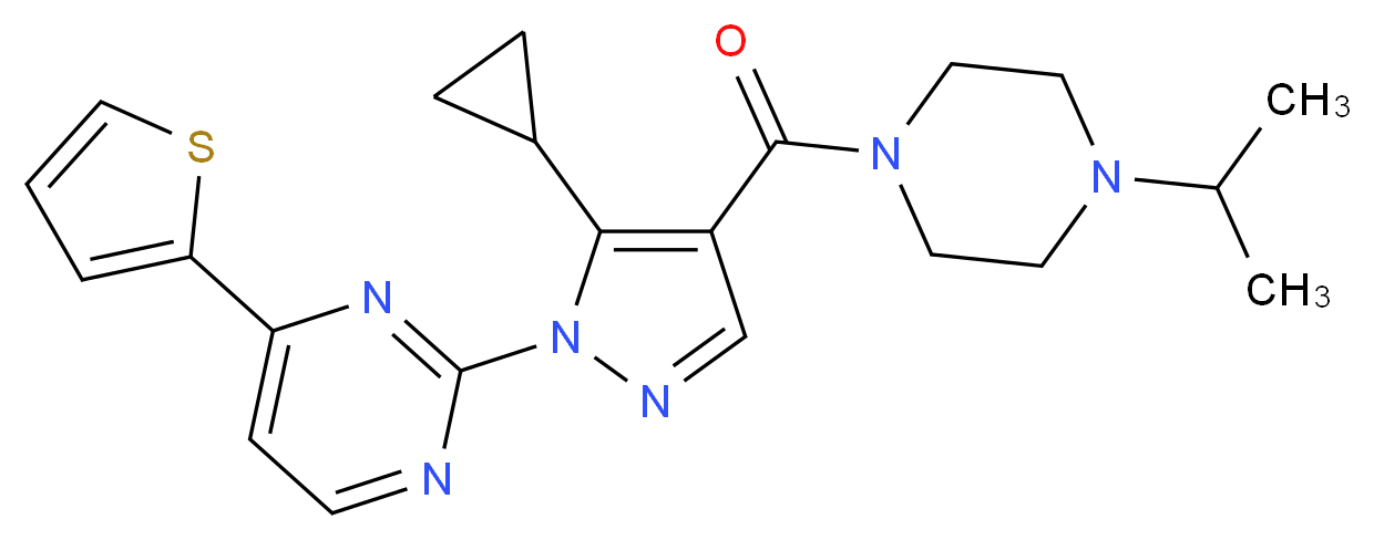 2-{5-cyclopropyl-4-[(4-isopropyl-1-piperazinyl)carbonyl]-1H-pyrazol-1-yl}-4-(2-thienyl)pyrimidine_Molecular_structure_CAS_)
