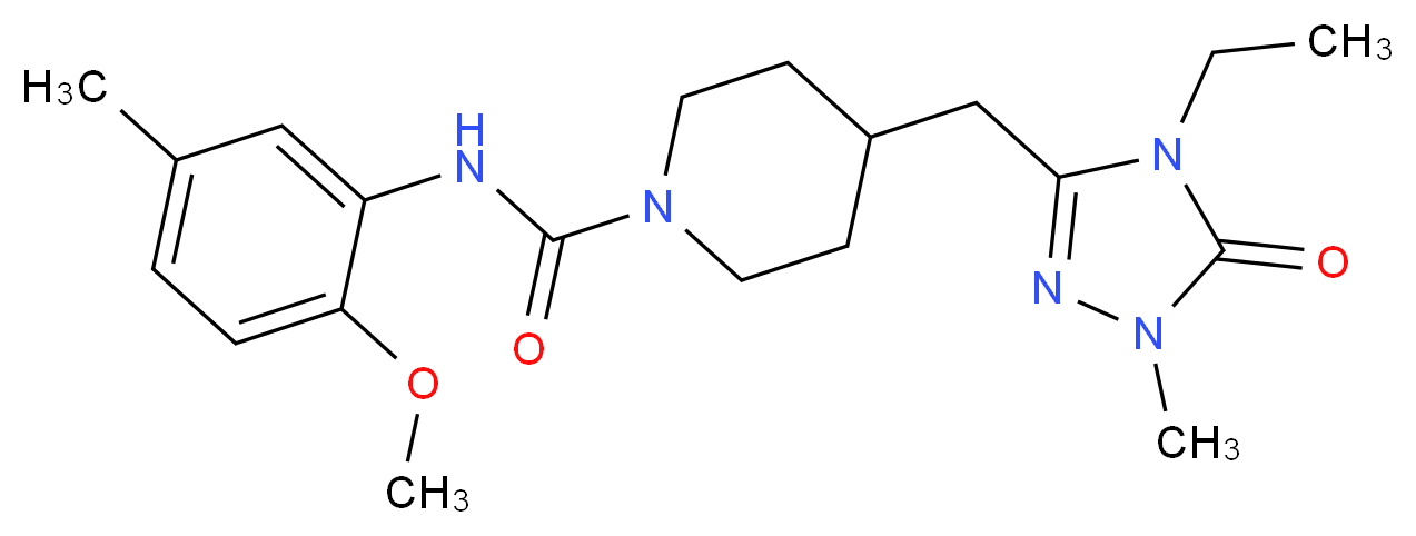 4-[(4-ethyl-1-methyl-5-oxo-4,5-dihydro-1H-1,2,4-triazol-3-yl)methyl]-N-(2-methoxy-5-methylphenyl)piperidine-1-carboxamide_Molecular_structure_CAS_)