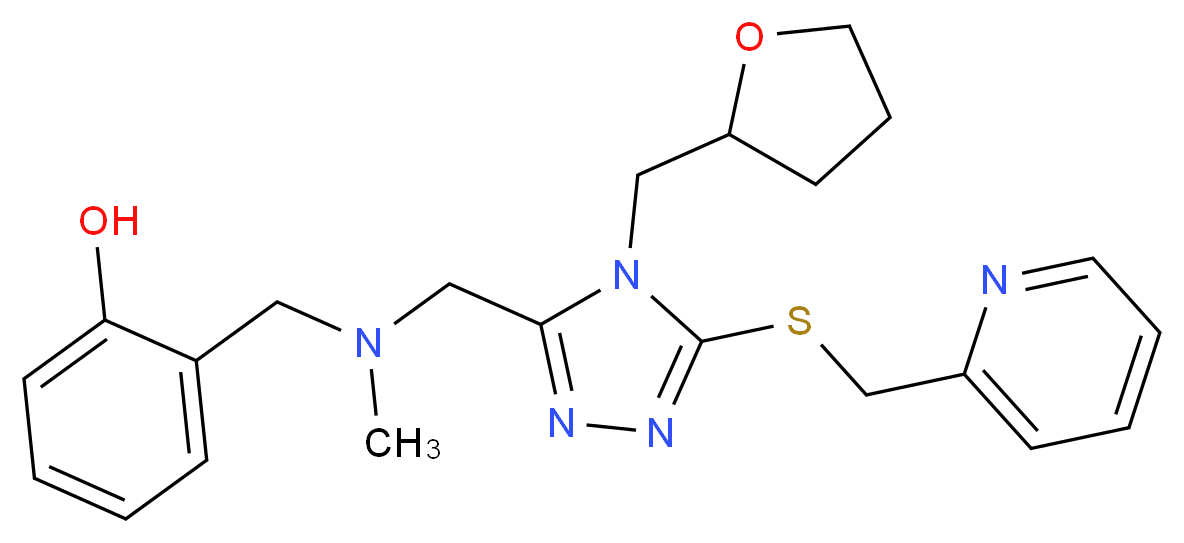 2-[(methyl{[5-[(2-pyridinylmethyl)thio]-4-(tetrahydro-2-furanylmethyl)-4H-1,2,4-triazol-3-yl]methyl}amino)methyl]phenol_Molecular_structure_CAS_)