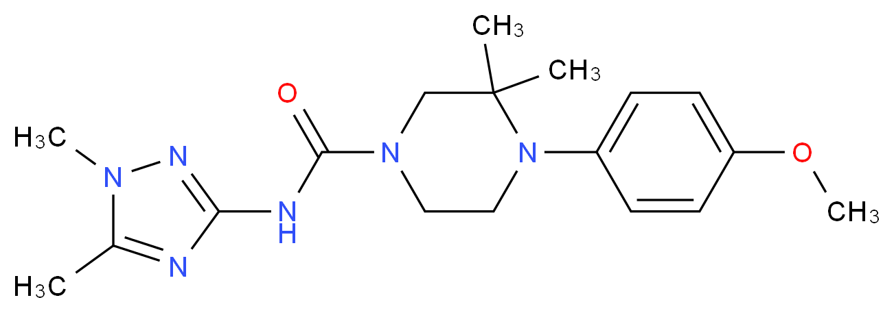 N-(1,5-dimethyl-1H-1,2,4-triazol-3-yl)-4-(4-methoxyphenyl)-3,3-dimethylpiperazine-1-carboxamide_Molecular_structure_CAS_)