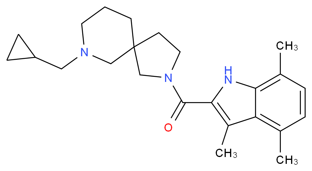 7-(cyclopropylmethyl)-2-[(3,4,7-trimethyl-1H-indol-2-yl)carbonyl]-2,7-diazaspiro[4.5]decane_Molecular_structure_CAS_)