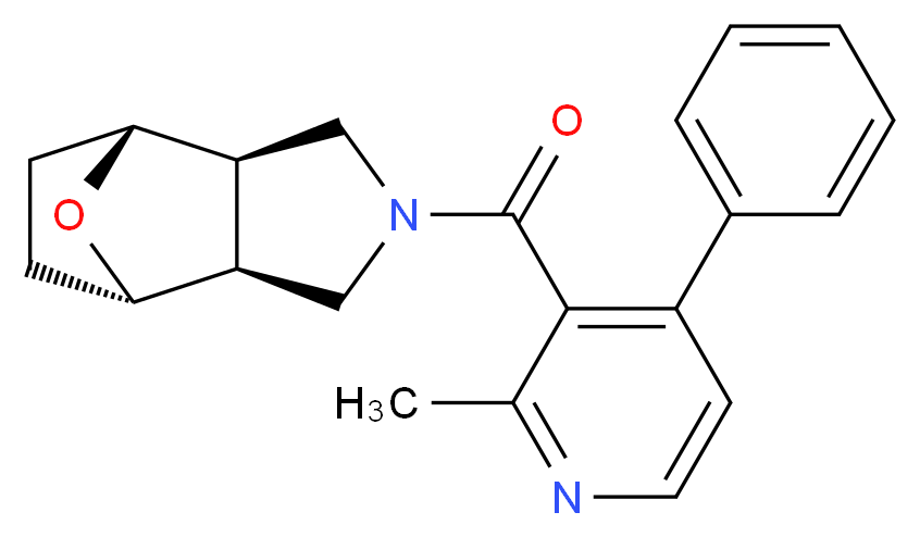 (1R*,2R*,6S*,7S*)-4-[(2-methyl-4-phenyl-3-pyridinyl)carbonyl]-10-oxa-4-azatricyclo[5.2.1.0~2,6~]decane_Molecular_structure_CAS_)