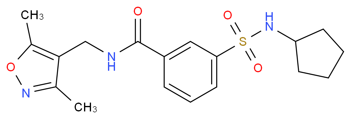 3-[(cyclopentylamino)sulfonyl]-N-[(3,5-dimethylisoxazol-4-yl)methyl]benzamide_Molecular_structure_CAS_)