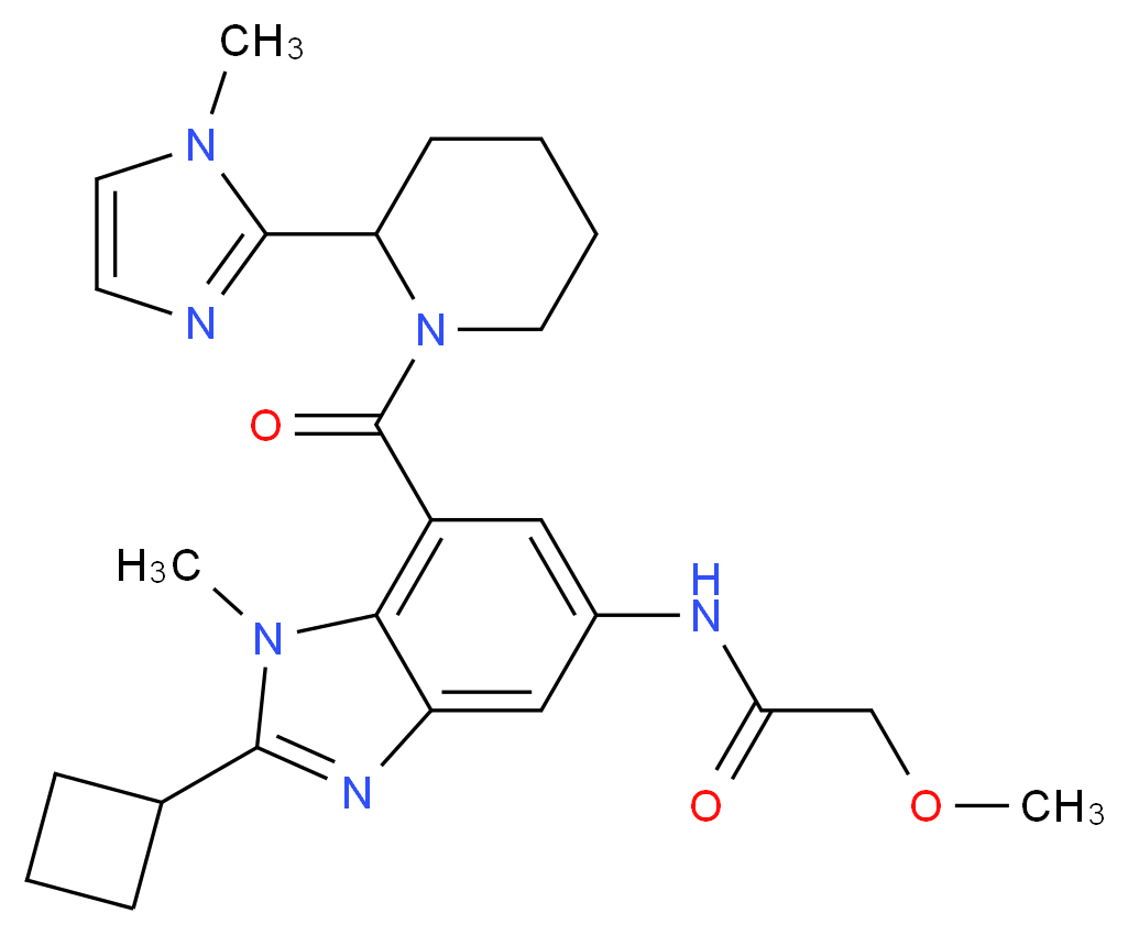 N-(2-cyclobutyl-1-methyl-7-{[2-(1-methyl-1H-imidazol-2-yl)-1-piperidinyl]carbonyl}-1H-benzimidazol-5-yl)-2-methoxyacetamide_Molecular_structure_CAS_)
