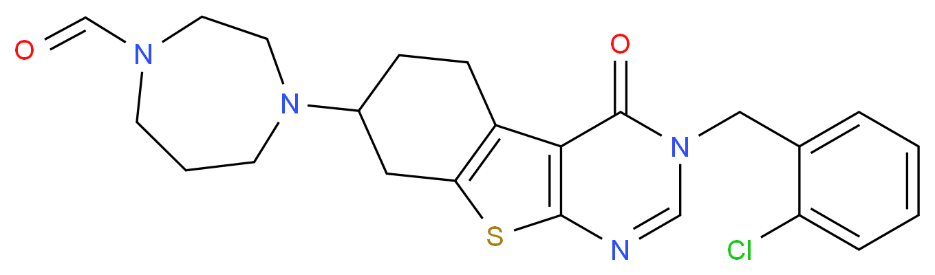 4-[3-(2-chlorobenzyl)-4-oxo-3,4,5,6,7,8-hexahydro[1]benzothieno[2,3-d]pyrimidin-7-yl]-1,4-diazepane-1-carbaldehyde_Molecular_structure_CAS_)