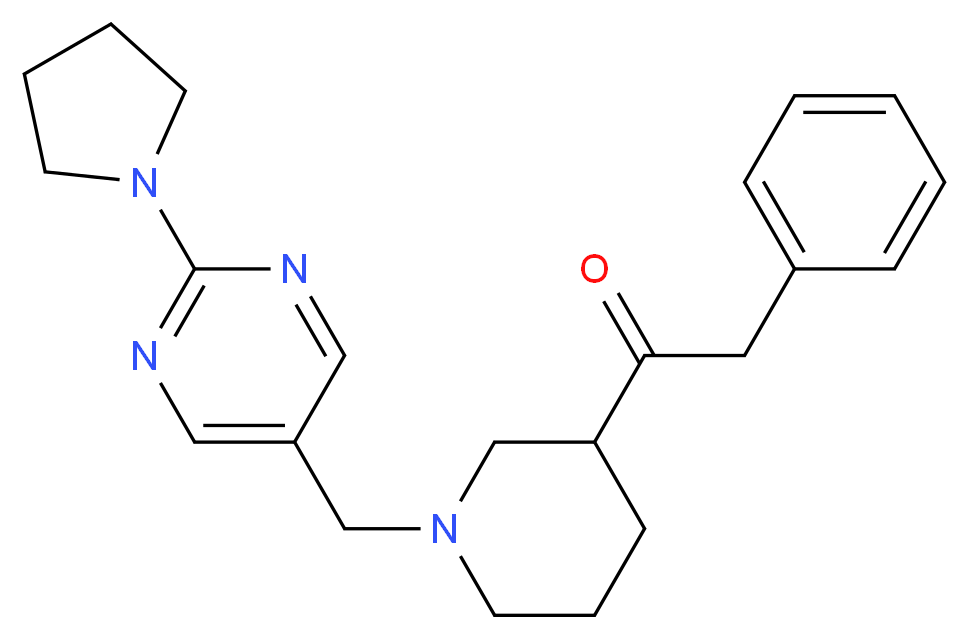 2-phenyl-1-(1-{[2-(1-pyrrolidinyl)-5-pyrimidinyl]methyl}-3-piperidinyl)ethanone_Molecular_structure_CAS_)