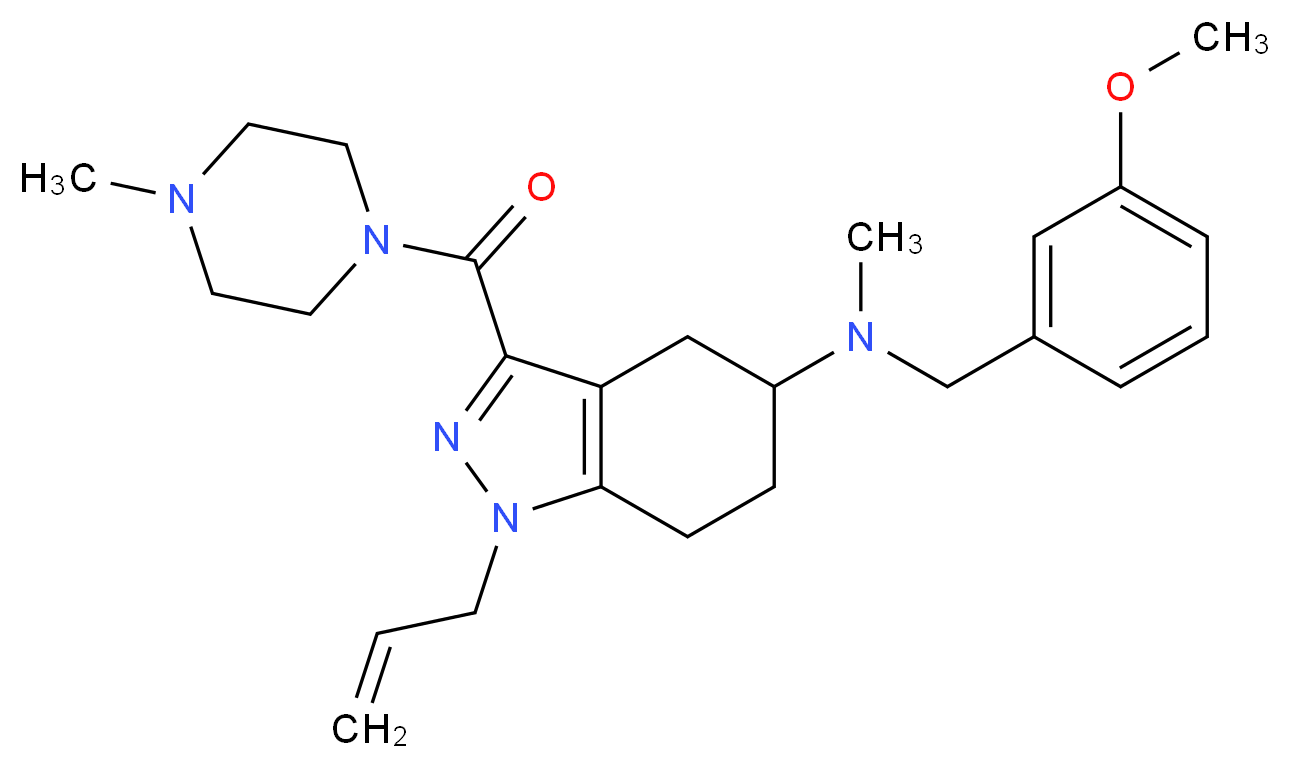 1-allyl-N-(3-methoxybenzyl)-N-methyl-3-[(4-methyl-1-piperazinyl)carbonyl]-4,5,6,7-tetrahydro-1H-indazol-5-amine_Molecular_structure_CAS_)