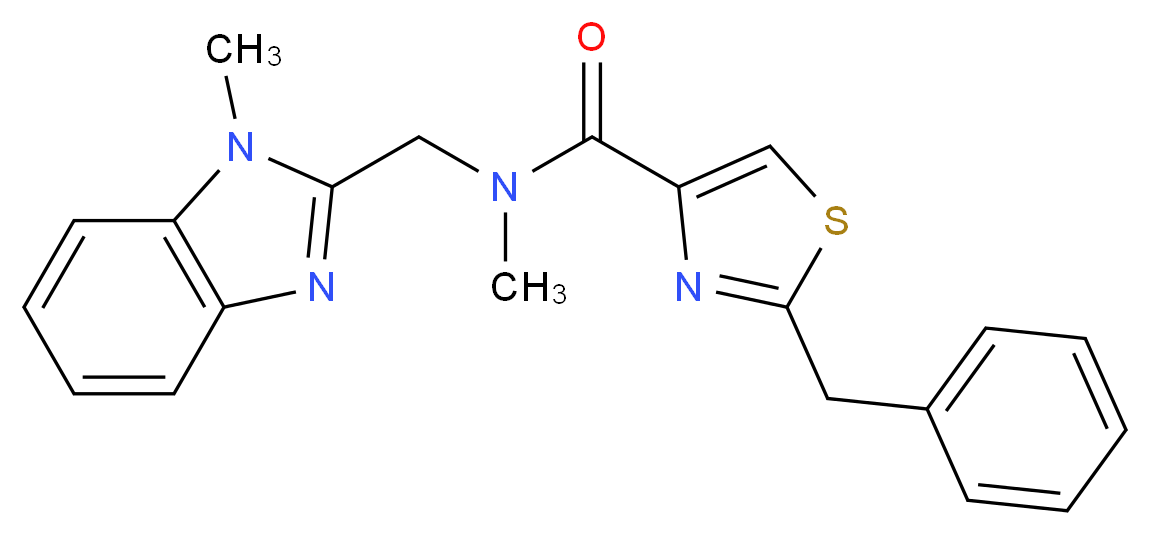 2-benzyl-N-methyl-N-[(1-methyl-1H-benzimidazol-2-yl)methyl]-1,3-thiazole-4-carboxamide_Molecular_structure_CAS_)